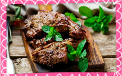 Marinated Lamb Leg Steaks with Greek Salad