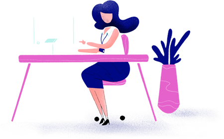 Woman at desk, typing on a computer